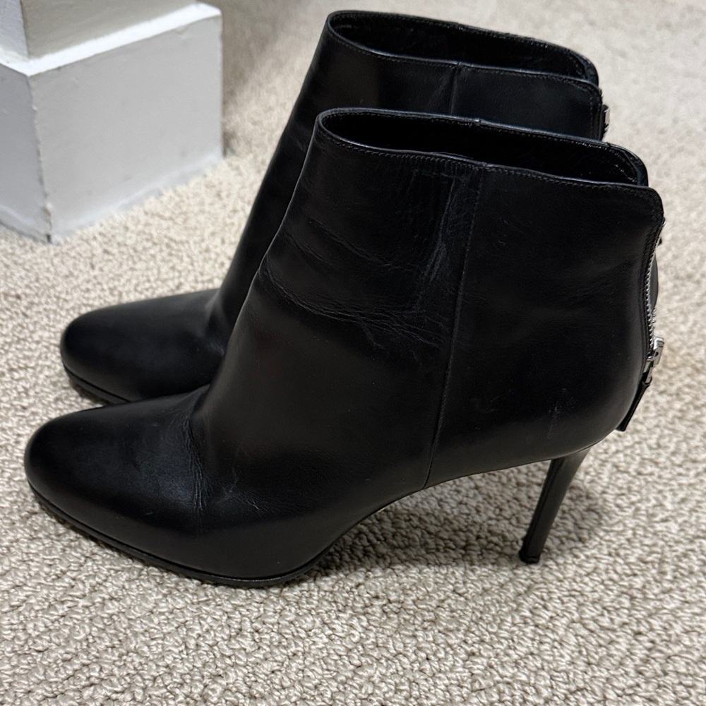 AUTHENTIC Prada Sleek Black Leather Heeled Boots